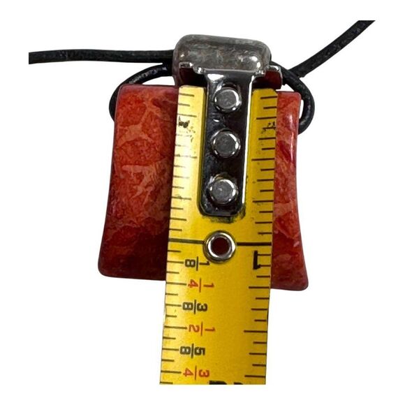 Silpada Cardinal Rule Red Coral Pendant Black Leather Cord Necklace Square - Picture 9 of 14